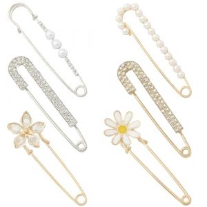 KHDULQ 6 Pièces Broche Femme, Perle Artificielle Epingle, éPingle à Nourrice, Strass Artificiels Broche Vetement, Broche Fixe Anti Exposition, pour Femmes Filles VêTements DéCoration(B) (ZHELYAZKO TRANS STORE, neuf)