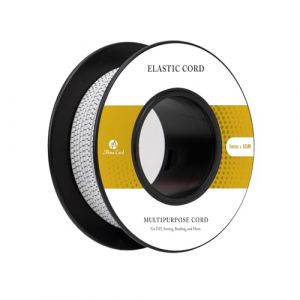 Abma Cord Fils Elastique 1mm x 10m Cordon Elastique Rond Corde Elastique Sandow Elastique Ficelle pour Bracelet, Masques, Collier, Bijoux, Chapeau, Camping - Blanc&Noir (Abma Cord EU, neuf)