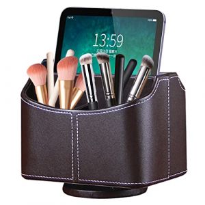 Organiseur de bureau avec support pour t&eacute;l&eacute;commande pivotant &agrave; 360&deg;, rangement pour t&eacute;l&eacute;commande TV, en cuir PU, avec 5 compartiments, organisateur multifonction pour table de nuit, bureau (XNONE, neuf)
