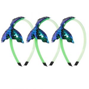 FRCOLOR Lot de 3 bandeaux en &eacute;cailles de pour bandeaux pour pour en queue de poisson bandeau pour bandeau en tissu vert (White Beach, neuf)
