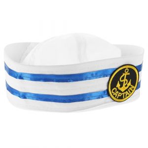 Ipetboom Chapeau De Marin Unisexe En Blanc Bord Roulé Chapeau De Capitaine Pour Cosplay Accessoire De Fête Nautique Ajustable Et Élégant Pour Halloween Fêtes à Thème Taille Unique (Cowan Micro, neuf)