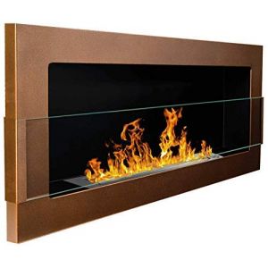Globmetal 900x400 mm Cheminée de Gel Bio-Cheminée Éthanol Biokamin Cheminée Murale Brun Foncé / Bronze Mat + Vitre avec Support ( Tüv - Rheinland Certifié) (Nice-House, neuf)