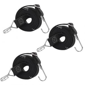 Tendeurs Elastique avec Crochets, Pack de 3 Robuste Tendeur Elastique, Corde Elastique, Sangle Elastique, Bungee Cords, Elastique 1M Tendeur Plat pour Tente, l'Emballage, Le Camping (Noir) (surnamei, neuf)
