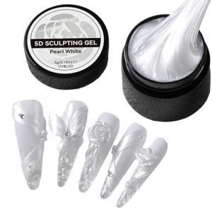 Gel de sculpture 3D pour ongles | Perle blanche Gel Mod&eacute;lisation 3D pour la d&eacute;coration des ongles,Produits Manucure Non Stick pour Fleurs Sculpture Extension - Produits de Manucure pour D&eacute;butants et (Sunnyushine, neuf)