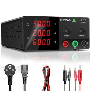 RUZIZAO Alimentation de Laboratoire 30V 20A 600W Haute Puissance Alimentation Stabilis&eacute;e R&eacute;glable avec OUTPUT/Encodeur, Bloc d'alimentation Laboratoire Sortie Stable pour Laboratoire/Test de Batteries (kuaiqu Official EU, neuf)