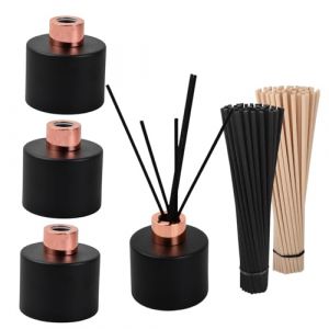 Ziyonix Lot de 4 Bouteilles Diffuseur en Verre Vides, 120ml Flacon diffuseur Parfum Vide avec 100 Diffuseur Batonnets pour Home Fragrance, Huiles Essentielles, Aromath&eacute;rapie, Parfum Noir (zhiyuanhao, neuf)