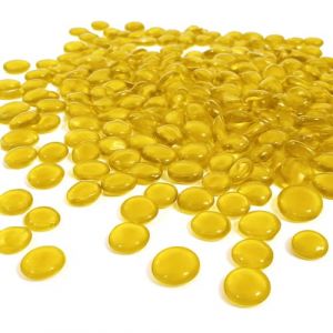 ARSUK &ndash; Galets de Verre Jaune 455 g 70-80 pcs &Oslash;17-20 mm &ndash; Pierres D&eacute;coratives, Cailloux Plat, Perles de Verre, Gravier Aquarium, Remplissage Vase, Mariage, Art Floral, Mosa&iuml;que, DIY D&eacute;coration Maison (arsuk, neuf)