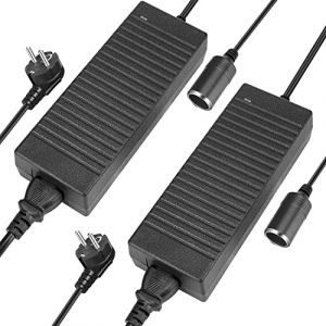 LEDMO 2Pack Chargeur Secteur 10A 120W AC à DC Adaptateur, 220V 12V Convertisseur Électronique Prise d'Allume Cigare de Voiture 100-240V, Secteur Transformateur pour Gonfleur Pneu/Aspirateur. (Priv Europe, neuf)