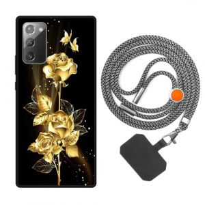 vingarshern Coque Compatible avec Samsung Galaxy Note 20 4G/5G Antichoc Silicone Bumper Case &Eacute;tui de Protection Housse Coque avec Motif,Souple Coque avec Cordon Detachable,Fleurs dor&eacute;es (YOUKARSHERN, neuf)