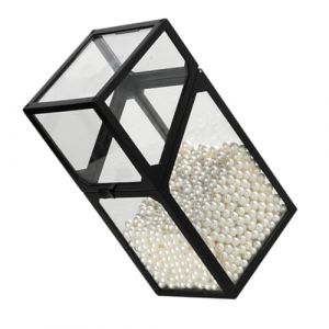 Mobestech Pot Pinceau Maquillage Verre Transparent avec Perles D&eacute;coratives Rangement Cosm&eacute;tique &Eacute;l&eacute;gant et Support Pinceaux de Bureau pour Domicile et Dortoir Cadeau Pratique pour No&euml;l et (Cash Liu, neuf)