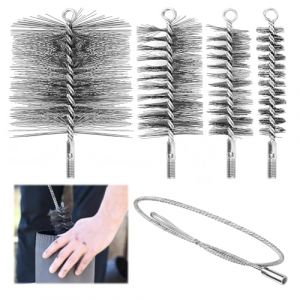 Hérisson de ramonage, 4 Pièces Brosses de Ramonage Cheminée, Brosse de Chaudière, Kit Ramonage Poele, Diamètre 30/50/80/150mm avec 1 Mètre Rallonge pour Tuyau de Poêle, Cheminée, Tuyau de Poêle (IKSETERATA, neuf)