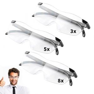 3Pcs 300% 500% 800% Lunette Loupe de Lecture Grossissante, Lunettes Grossissantes Loupe Bijoutier Anti Lumi&egrave;re Bleue Artisanat TR90 pour Lecture et T&acirc;ches Pr&eacute;cises Homme Femme R&eacute;parations Montres (JiuJieTuGei, neuf)