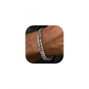 FaithHeart Gourmette Homme 23 cm en Acier Inoxydable - Bracelet Cha&icirc;ne Cubaine Maille de 8 mm - Bijou Homme Cadeau d'Anniversaire (FaithHeart Jewellery, neuf)