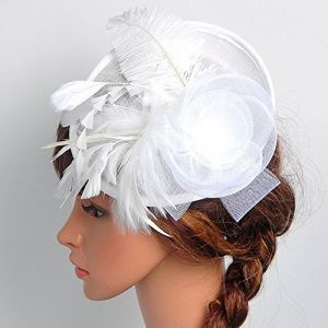 LOIJMK Chapeau et bibi en maille filet pour femme - Chapeau de mariage tendance - Casquettes de baseball - Casquettes d'ange (blanc, taille unique) (hanzhuo_miao(✈ 7 ~ 14 ✈), neuf)