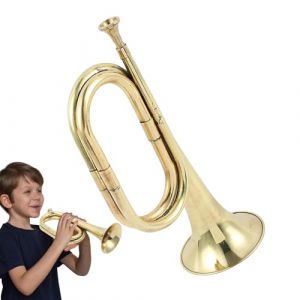 Corne de clairon de trompette, clairon plaqu&eacute; or | Robinets pour instruments en laiton Bugle - Cuivres, trompette jouet dor&eacute;e pour orchestre, performances d'ambiance de festival pour d&eacute;butants (sumerzzi, neuf)