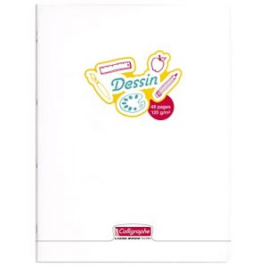 Calligraphe 18154C Un Cahier de Dessin Agrafé Incolore (une Marque de Clairefontaine) - 24x32 cm - 48 Pages Unies Blanches - Papier Dessin 120 g - Couverture Polypro Transparent (rentreediscount, neuf)