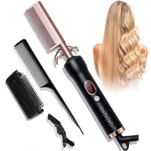 Peigne Chauffant, UKLISS Peigne Chauffant Cheveux Afro Avec Écran LCD 120-230℃, Peigne Lisseur En Céramique, Peigne Lissant De Portable, Peigne Electrique, Peigne Lissant, Arrêt Automatique (ukliss beauty, neuf)