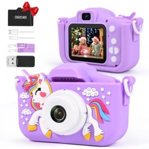 Appareil Photo Enfant, 2.0 Pouces Appareil Photo pour Enfants Numérique, Mini Caméra Enfant Rechargeable Caméscope Cadeau Jouet Filles Garçons de 3 à 12 Ans, vidéo HD 1080p, 32G SD Carte (Violet) (Czoele Trading, neuf)