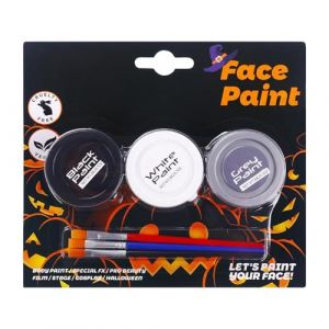 Peinture Visage Pour Halloween, Outils De Maquillage Facial Hydrosolubles, Peinture Visage Et Corps 3 Couleurs, Pour Déguisement Cosplay Événements Sportifs Adultes Clown Squelette (Buqiliang101, neuf)