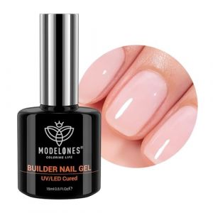 modelones Gel Construction Ongle UV, 8-in-1 Builder Gel,Gummy Base pose Americaine, Ongle de renforcement, LED Ongles forts et R&eacute;sistants, Capsules et Extensions, Extend Gel,Nail Art 15ML Rosa (MJ BEAUTY, neuf)