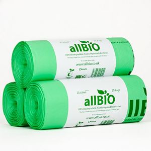 allBIO – Lot de 75 sacs poubelle 100 % biodégradables et compostables, 25 l (allBIO (UK), neuf)
