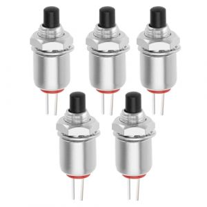 eMagTech 5pcs 2 Broches Bouton Momentan&eacute; Microminiature DS-402 Mini Interrupteur &agrave; Bouton-poussoir Micro Interrupteur Momentan&eacute; sans Verrouillage Off-(On) SPST 125V 1A 5mm, Noir (eMagTech, neuf)