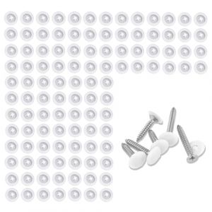 EUYKQNOI Cache Vis Blanc,100 Capuchon de protection en Plastique, Couvertures à Vis, Bouchons à Vis de Rangement cache trou meuble pour Vis Phillips de 7-8 mm (QSDMY, neuf)