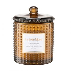 La Jolíe Muse Bougie Parfumée d’Ambre Marocaine, Cire Naturelle, 75 Heures de Combustion Longue Durée, Bocal en Verre pour Cadeau et Décoration d’Intérieure, 285g (The classy home, neuf)