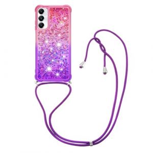 Ysnzaq Lanyard Coque pour Samsung Galaxy A05S 6.7", Brillant Paillette Floating Liquide Transparente TPU Antichoc Coque avec Cordon Case pour Samsung Galaxy A05S. YBG Pink Purple (yanzhiwangluokeji, neuf)