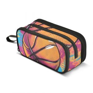 Trousse à crayons avec motif basketball Pop Art - Grande capacité - Pour garçons et filles - 3 compartiments - Trousse à crayons pour étudiants, papeterie, marqueur pour l'école, le bureau, le (qianjiangshihuchaoshangmaoyouxiangongsi, neuf)