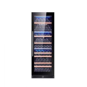 BODEGA43-145 Cave &agrave; vin multifonctionnelle avec 3 zones de temp&eacute;rature, 145 bouteilles, 41 dB, encastrable et en pose libre, porte design vitr&eacute;e noire, 7 clayettes coulissantes en acajou (BODEGA43, neuf)