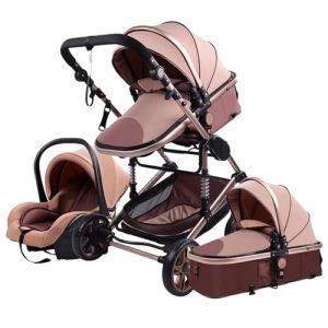 Magic ZC Poussette 3 en 1, Pousette Trio avec Conception Portable Pliable en Un Clic, Poussette Combinée avec Réversible Bidirectionnelle, Pousette Bebe avec Accessoires (739 Beige) (Magic ZC Brand Store, neuf)