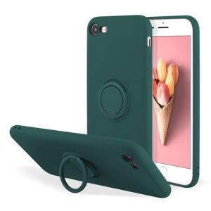 UEEBAI Silicone Coque avec Ring pour iPhone 7 Plus/iPhone 8 Plus, Etui Fin et l&eacute;ger Absorption des Chocs Housse Mince avec Bague 360 Degr&eacute;s Rotation Stand Protection Cover Bumper Case, Vert Fonc&eacute; (UEEBAI, neuf)