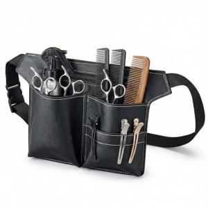 Gykutix Trousse de Coiffeur en Cuir PU, Ceinture Porte-Outils Professionnelle pour Salon de Coiffure, Sac &agrave; Ciseaux Portable Grande Taille Noir avec Ceinture pour Ciseaux, Peignes et Outils de Coiffur (O&Uuml; Tsiglo, neuf)