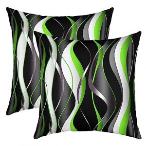 Vert Gris Noir Taie d'oreiller 60x60cm Géométrique Spirale Coussin de Canapé Art Abstrait taie d'oreiller Lot De 2 Moderne de Luxe Housse Coussin décoratif taie d'oreiller Housse de Coussin (Bofanshangmao, neuf)