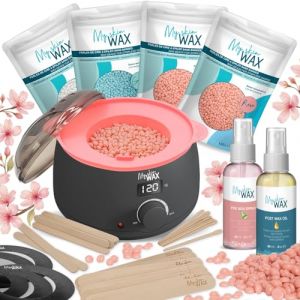 My skin WAX - Chauffe cire &eacute;pilation professionnel avec bol silicone, appareil &agrave; cire chaude num&eacute;rique: kit cire sans bande, 400g cire hypoallerg&eacute;nique basse temp&eacute;rature, maillot, visage, corps (My skin WAX, neuf)