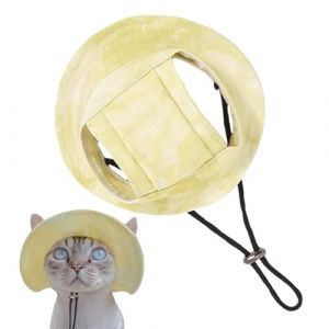Wezalget Chapeau Bob Chat - Chapeau d'&Eacute;t&eacute; pour Chat R&eacute;glable avec Trous pour Oreilles - Coiffure Respirante Bonnet De Soleil pour Chiot Et Chaton en Marche Randonnee Camping Plage Pique Nique (detwestip, neuf)