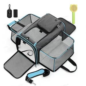 Wuudi Bo&icirc;te de transport pliable pour chat - Sac de transport - Avion, voiture, voyage - Respirant - Pour chat et petits chiens (Ub.r Riga, neuf)