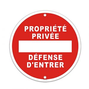 Panneau Propriété Privée Défense D'Entrer -Panneau Propriété Privée- Interdire une entrée dans une propriété privée -rond Diamètre 300 mm -Métal en Aluminium de 1 mm (Jiwijoy, neuf)
