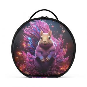 Écureuil Violet Étoilé Créativité Trousse Sac Cosmétique Circulaire de Maquillage Pochette Sacs avec Cloisons Amovibles pour Voyage Filles (HULAHULA, neuf)