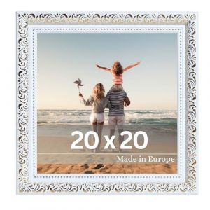 Victor Cadre Photo Rubens en Or Blanc 20x20 cm - Bar: 30x20mm - Verre Véritable - Châssis pour l'image Baroque - Antique - Vintage 20x20 - Carré (Victor_Store, neuf)