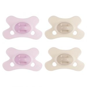 Difrax - Sucette Naturelle - Rose & Beige - 0 à 6 mois - Lot de 4 - Tétine en forme de papillon, embout en silicone, sans BPA & respectueuse des dents (Difrax LOVI, neuf)