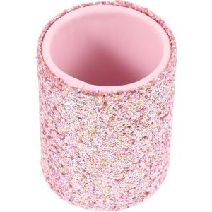 LIFKICH &Eacute;tui &agrave; Pinceaux de Maquillage Paillet&eacute; Rose Petit Pot de Rangement Portable en Plastique Anti-Poussi&egrave;re Trousse Compacte pour Outils de Maquillage pour Coiffeuse et Voyage (XUANBIN, neuf)