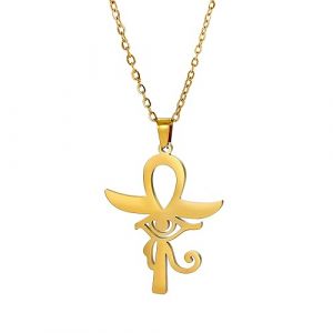 VASSAGO Collier Croix Ankh &OElig;il d'Horus en Acier Inoxydable - Croix Ankh Copte - Pendentif Religieux &OElig;il d'Horus - Bijou de Protection &Eacute;gyptien Antique pour Homme et Femme, Acier inoxydable (vassago, neuf)
