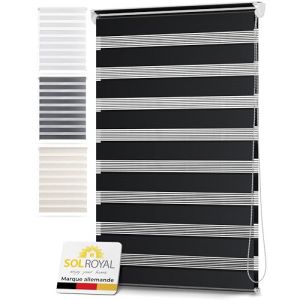Sol Royal Store Enrouleur Double DL2 &ndash; Stores Jour Nuit sans Percage 70x150 cm &ndash; Occultant sans Percage Stores int&eacute;rieures &ndash; Protection Solaire et visuelle Fenetre sans Percage Noir (Brandvin, neuf)