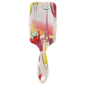&Eacute;l&eacute;gante brosse &agrave; cheveux Tour Eiffel rose, peigne d&eacute;m&ecirc;lant, peigne &agrave; cheveux sains, grandes brosses &agrave; cheveux pour femmes (AYXXKJ, neuf)