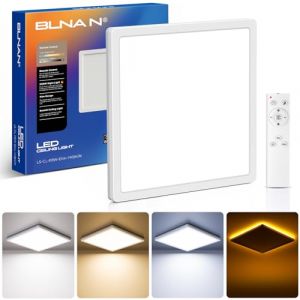 BLNAN Plafonnier LED Dimmable, 18W 1800LM Plafonnier avec T&eacute;l&eacute;commande, Veilleuse 4W Chaude, Plafonnier Ultra Fin de 3000K &agrave; 6500K pour Chambre Cuisine Balcon Cave Bureau, Carr&eacute; Blanc 22CM (Ao Li., neuf)