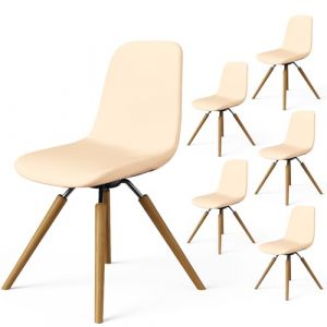 Dioxide Housse de Chaise Scandinave, 6PCS Housses de Chaise de Salle à Manger Amovible Lavables, Extensible Universel Couverture de Chaise écor de Cuisine Maison (Beige Jaune) (Taxixing, neuf)