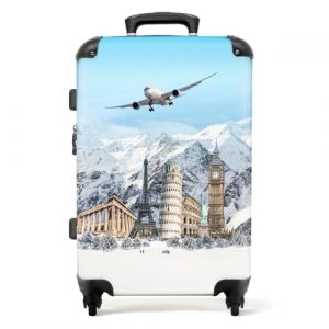 NoBoringSuitcases.com&reg; Valises Grandes Tailles legeres, Bagages en soutes Avion 20-23kg, Cadenas TSA, Moyenne, 65-75 cm rigides, 4 Roues pivotantes &agrave; 360 degr&eacute;s, Poign&eacute;e t&eacute;lescopique, Neige d'avion (NoBoringSuitcases, neuf)