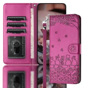 Nokverzy Coque pour Huawei Y6 2019 &Eacute;tui Housse Portefeuille PU Cuir Clapet Chat Th&egrave;me Porte Carte Magn&eacute;tique Protection Pochette Flip Cover &Eacute;tui Rabat T&eacute;l&eacute;phone Portable pour Huawei Y6 2019 Rouge (annuo, neuf)